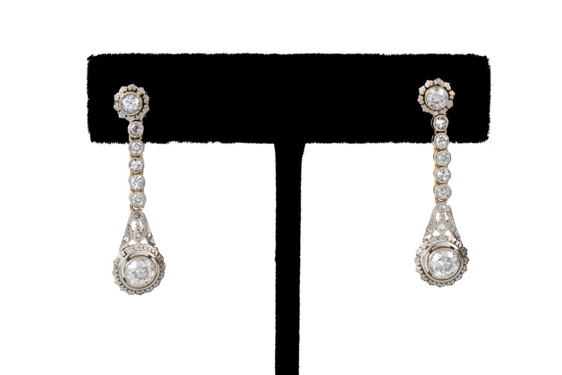 EDWARDIAN DIAMOND DROP EARRINGS (1 of 8)