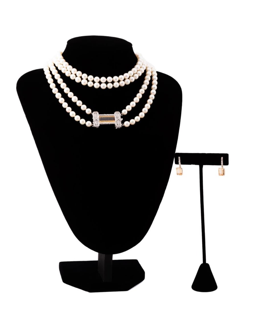 IMPERIAL TOPAZ, DIAMOND & PEARL DEMI-PARURE (1 of 11)