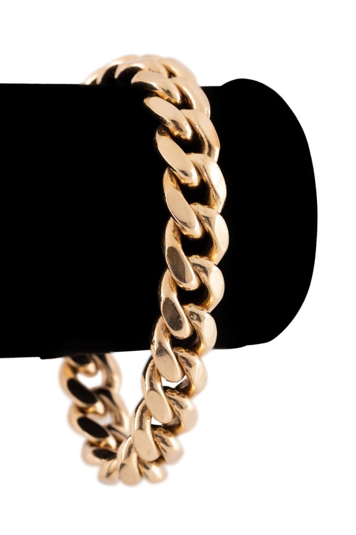 HEAVY 14K YELLOW GOLD CURB LINK BRACELET (1 of 5)