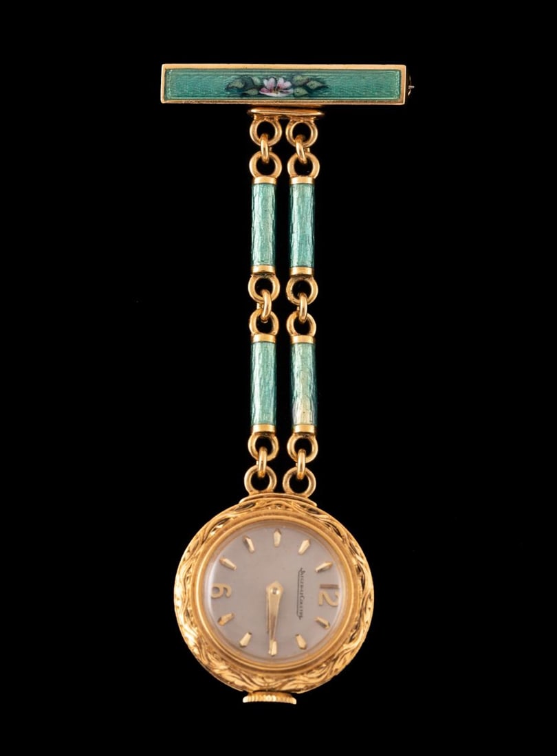 JAEGRE LE COULTRE GUILLOCHE ENAMEL WATCH PIN (1 of 5)