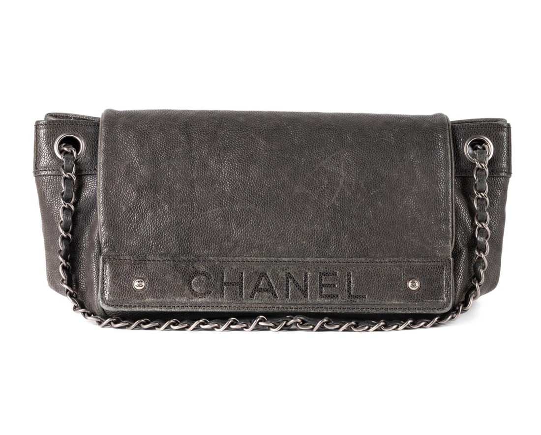 CHANEL BLACK CAVIER STUD FLAP HANDBAG (1 of 8)