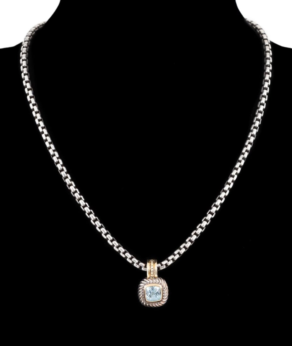 DAVID YURMAN AQUAMARINE PENDANT NECKLACE (1 of 8)