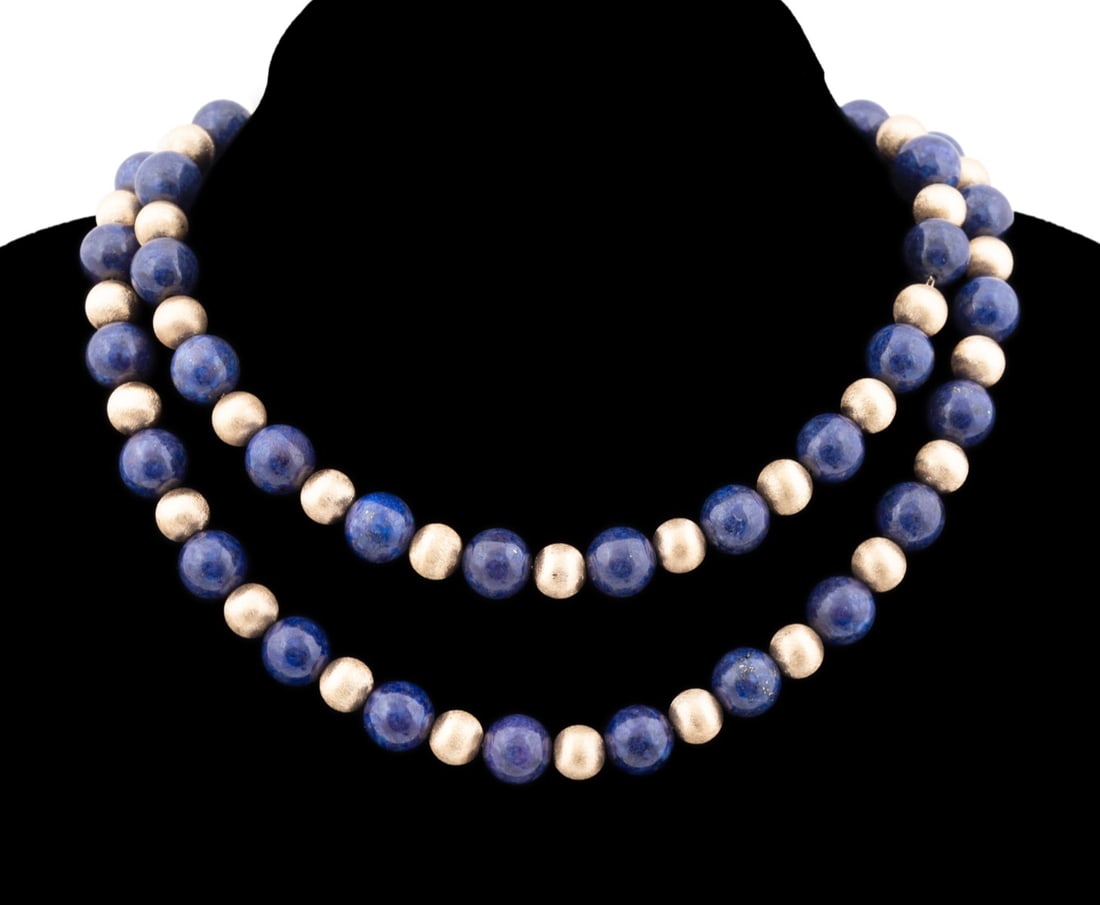 LAPIS LAZULI & 14K GOLD BEADED NECKLACE, KIRI (1 of 7)