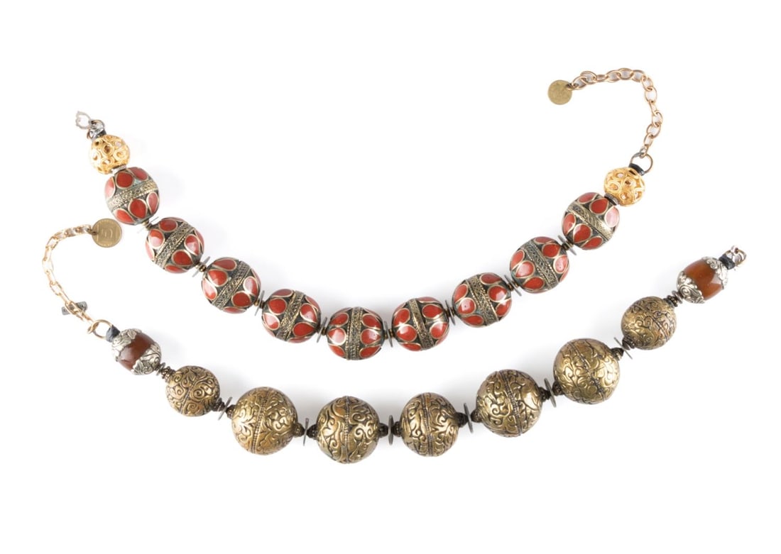 TWO MASHA ARCHER LARGE TRIBAL STYLE NECKLACES (1 of 11)