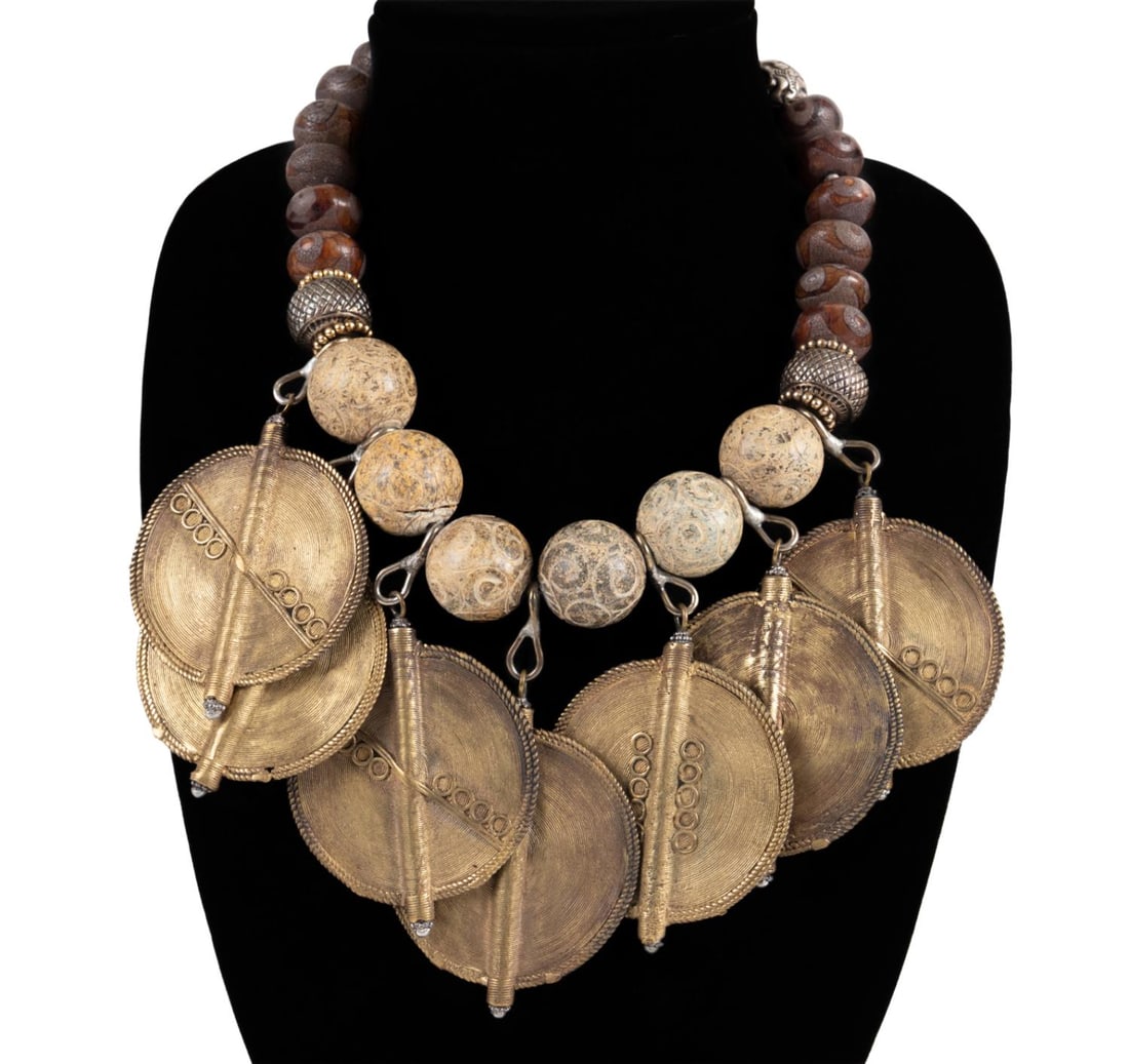 MASHA ARCHER BEADED NECKLACE W/ BRASS PENDANTS (1 of 6)