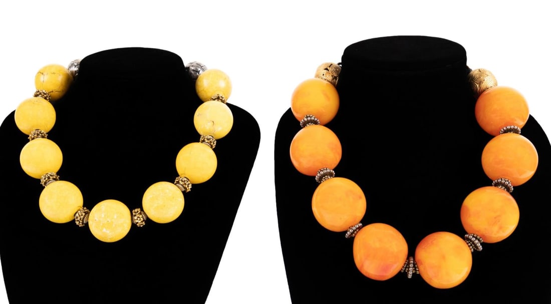 TWO LARGE DIAMETER BEAD MASHA ARCHER NECKLACES (1 of 13)