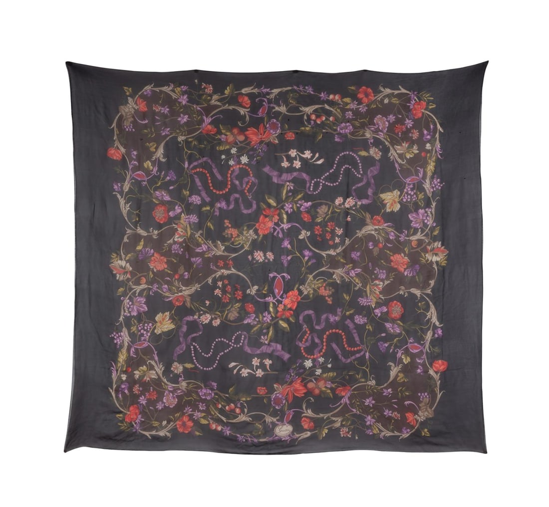 LARGE GUCCI FLORAL SILK CHIFFON SCARF / SHAWL (1 of 3)