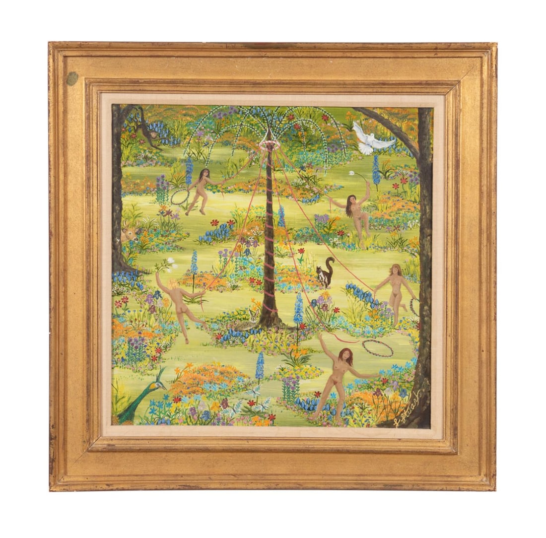 GLORIA STUART GARDEN SCENE OIL ON CANVAS (1 of 6)