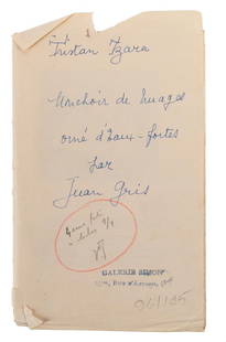 JUAN GRIS & TRISTAN TZARA PRINTER PROOF BOOKLET: Juan Gris (Spanish 1887-1927) and Tristan Tzara (1896-1963). 'Mouchoir de Nauges' (Cloud Handkerchief) partial printer proof booklet - circa 1925, parts of act VIII, IX, XI, XII and two etchings on Ar