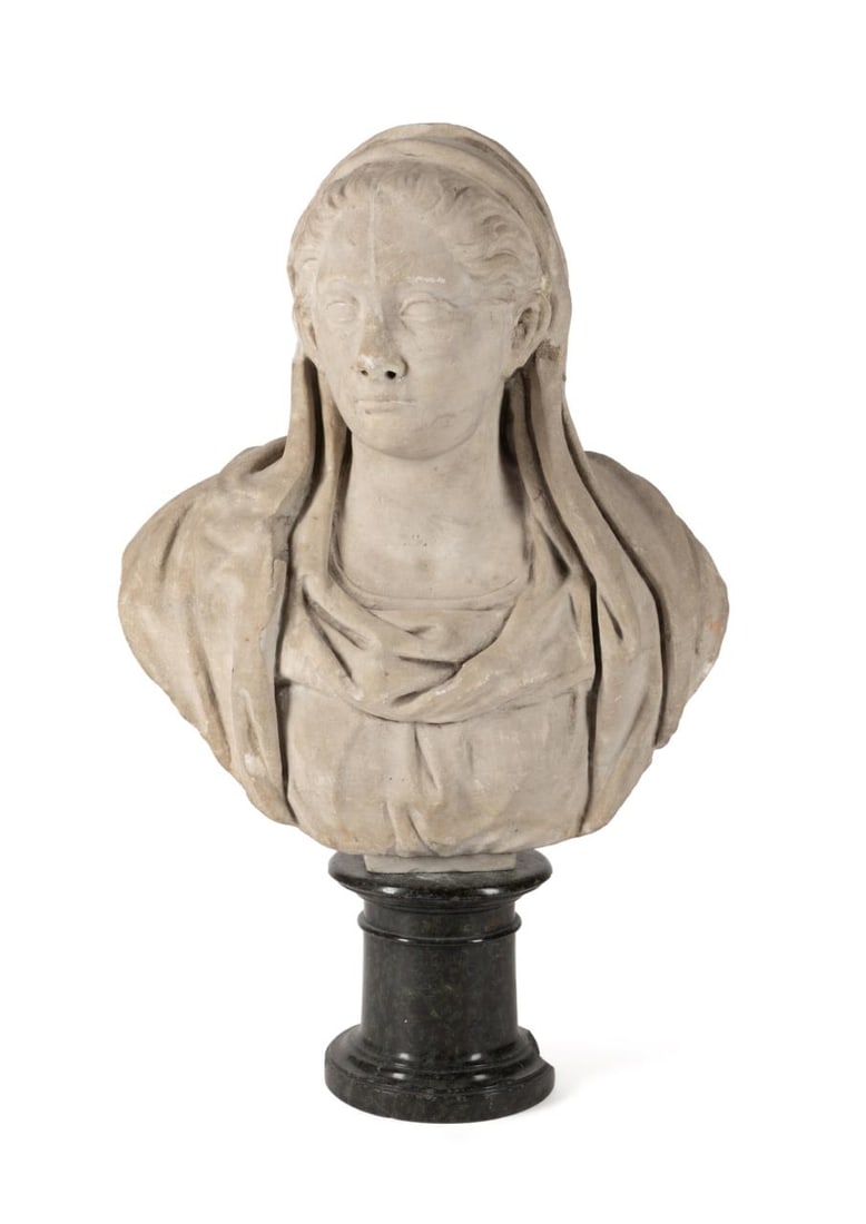 18TH C. GRAND TOUR MARBLE BUST OF A ROMAN MATRON (1 of 6)