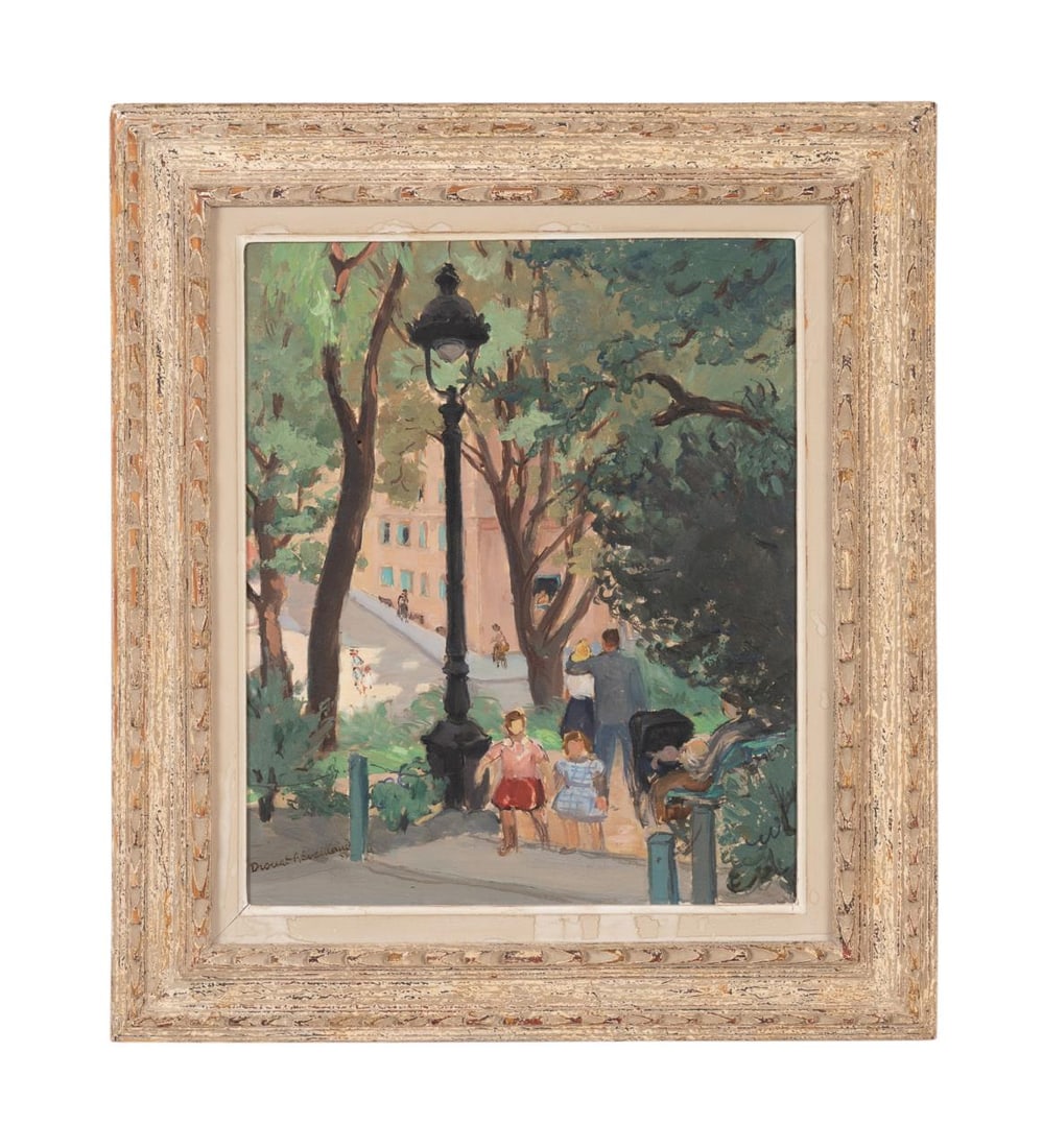 DROUET-CORDIER 'UNTITLED PARK SCENE' OIL ON BOARD (1 of 5)