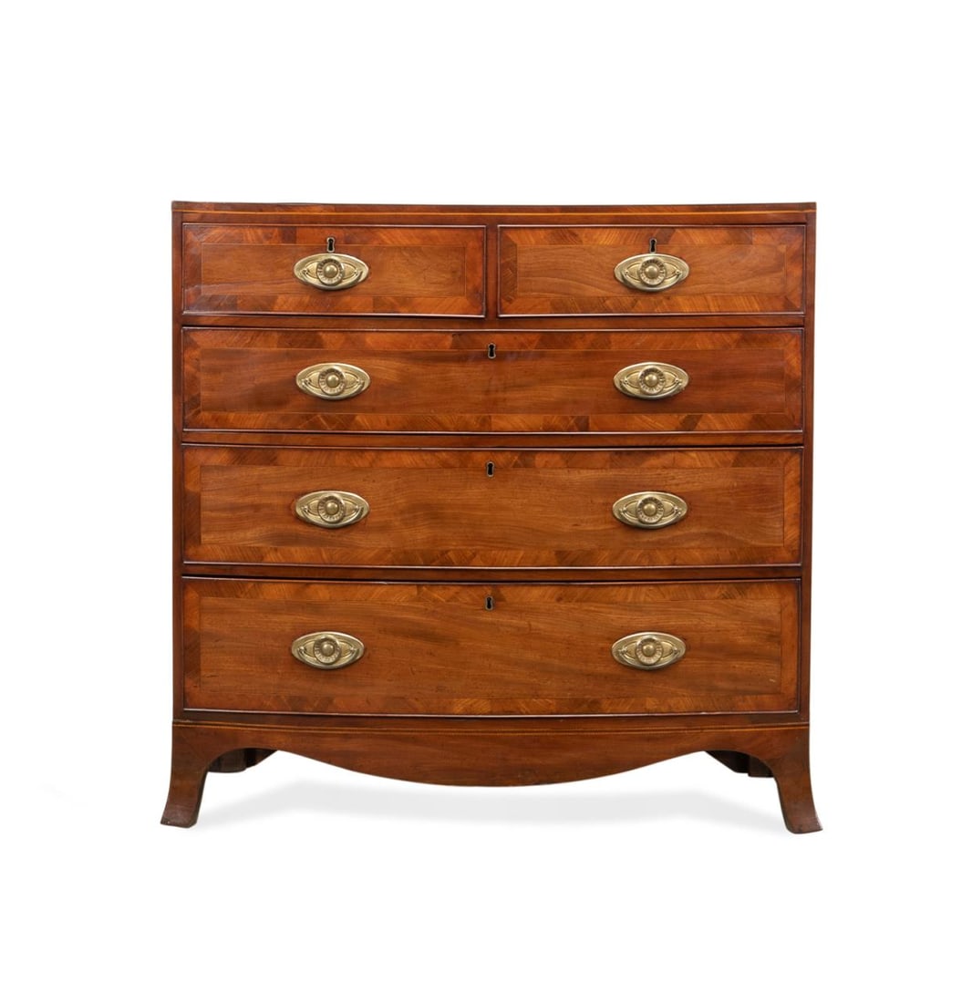 19TH C. GEORGIAN MAHOGANY BOWFRONT CHEST (1 of 4)