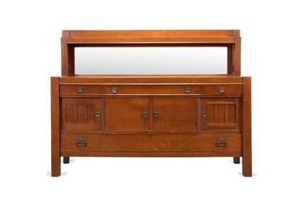 AMERICAN ARTS & CRAFTS MISSION OAK BUFFET, C. 1920