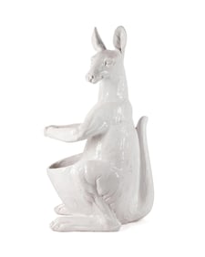 ITALIAN WHITE GLAZED TERRA COTTA KANGAROO PLANTER