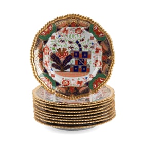SET TEN SPODE IMARI LUNCHEON PLATES, C. 1891-1910