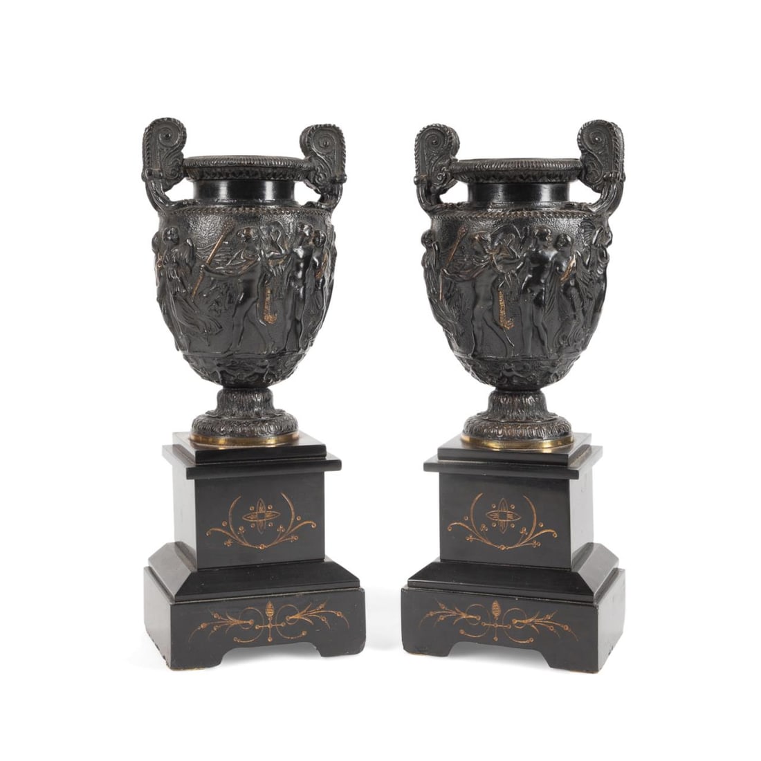 PAIR TOWNLEY VASE BRONZE GARNITURE URNS, 19TH C. (1 of 7)