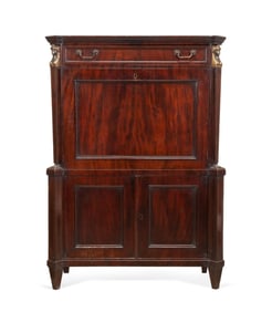 EGYPTIAN REVIVAL MAHOGANY SECRETAIRE A ABBATANT