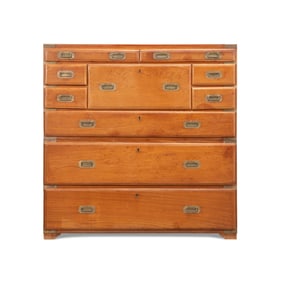 20TH C. ENGLISH SECRETAIRE CAMPAIGN CHEST