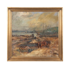 GEORGE 'POP' HART HARBOR SCENE W/ CART, O/C