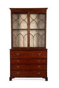 19TH C. GEORGE III MAHOGANY BUREAU BOOKCASE