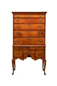 NEW ENGLAND QUEEN ANNE MAPLE HIGH CHEST, C. 1750