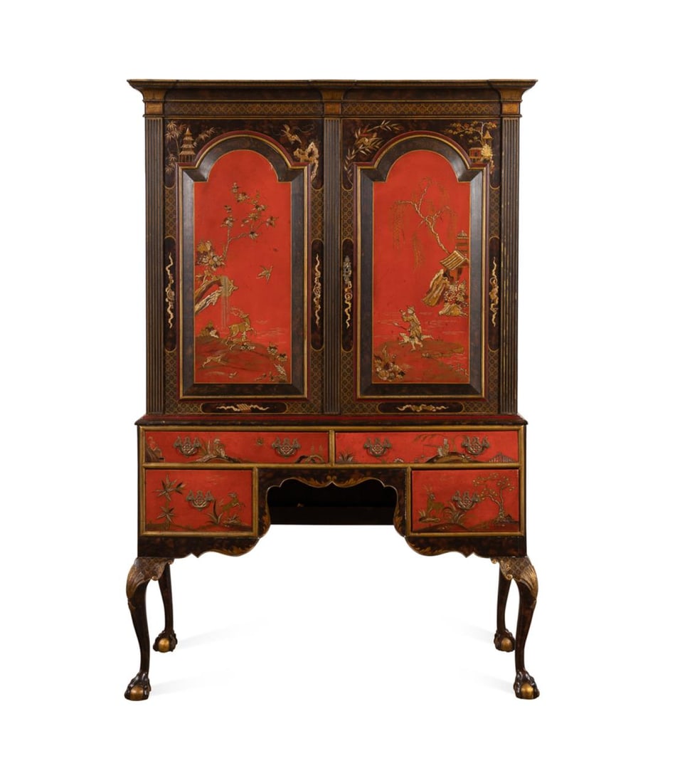 GEORGIAN STYLE CHINOISERIE CABINET ON STAND (1 of 10)