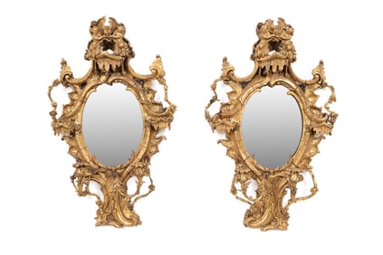 PAIR 19TH C. GILTWOOD GIRANDOLE MIRRORS