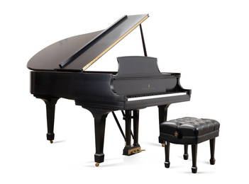 STEINWAY EBONY MODEL M BABY GRAND PIANO W/ BENCH