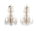 PAIR PAUL FERRANTE CRYSTAL 12-LIGHT CHANDELIERS
