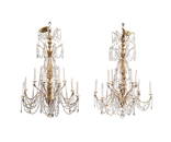 PAIR PAUL FERRANTE CRYSTAL 12-LIGHT CHANDELIERS