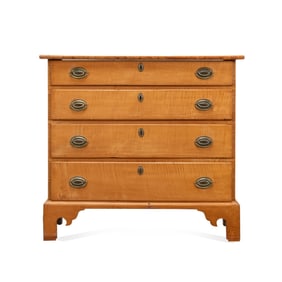 NEW ENGLAND TIGER MAPLE FOUR DRAWER CHEST