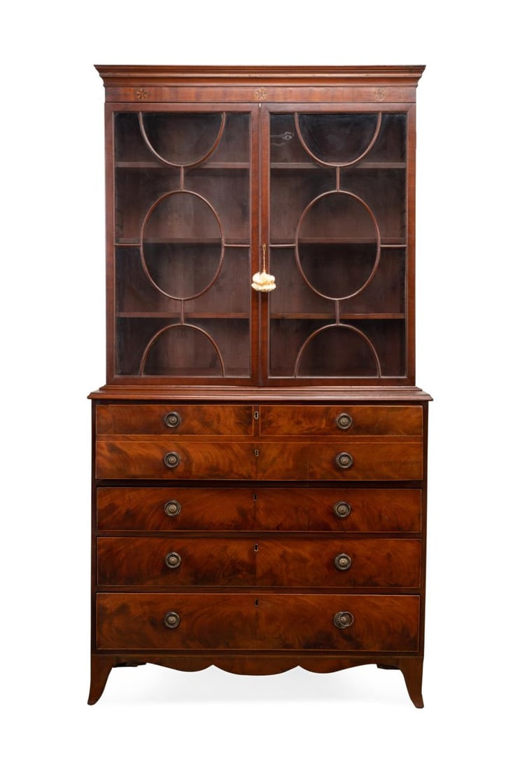 19TH C. GEORGE III STYLE MAHOGANY BUREAU BOOKCASE (1 of 7)