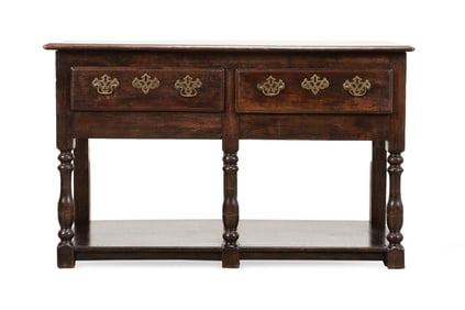 19TH C. BRITISH OAK TWO DRAWER WELSH DRESSER BASE