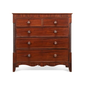 19TH C. BRITISH MAHOGANY FIVE DRAWER CHEST