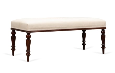 19TH C. ENGLISH MAHOGANY TURNED LEG BENCH