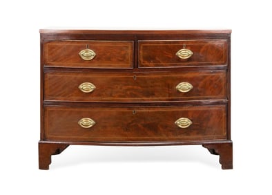 19TH C. HEPPLEWHITE STYLE MAHOGANY BOW FRONT CHEST