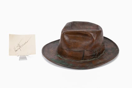 HARRY S.TRUMAN CUT SIGNATURE AND BRONZE FEDORA