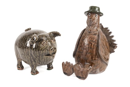 TWO ANIMAL FIGURES BY MEADER FAMILY MEMBERS