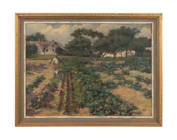 WILLIAM AMSDEN FIGURAL LANDSCAPE OIL PAINTING