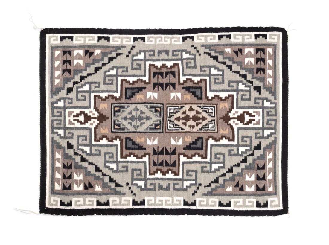 NAVAJO HAND WOVEN TWO GREY HILLS RUG (1 of 6)