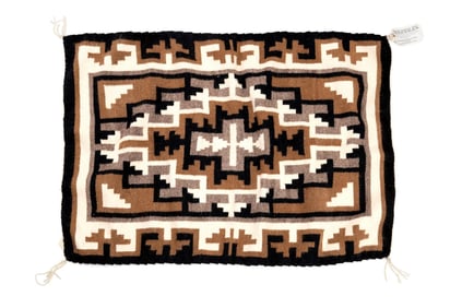 ALICE BEGAY NAVAJO HAND WOVEN RUG TWO GREY HILLS