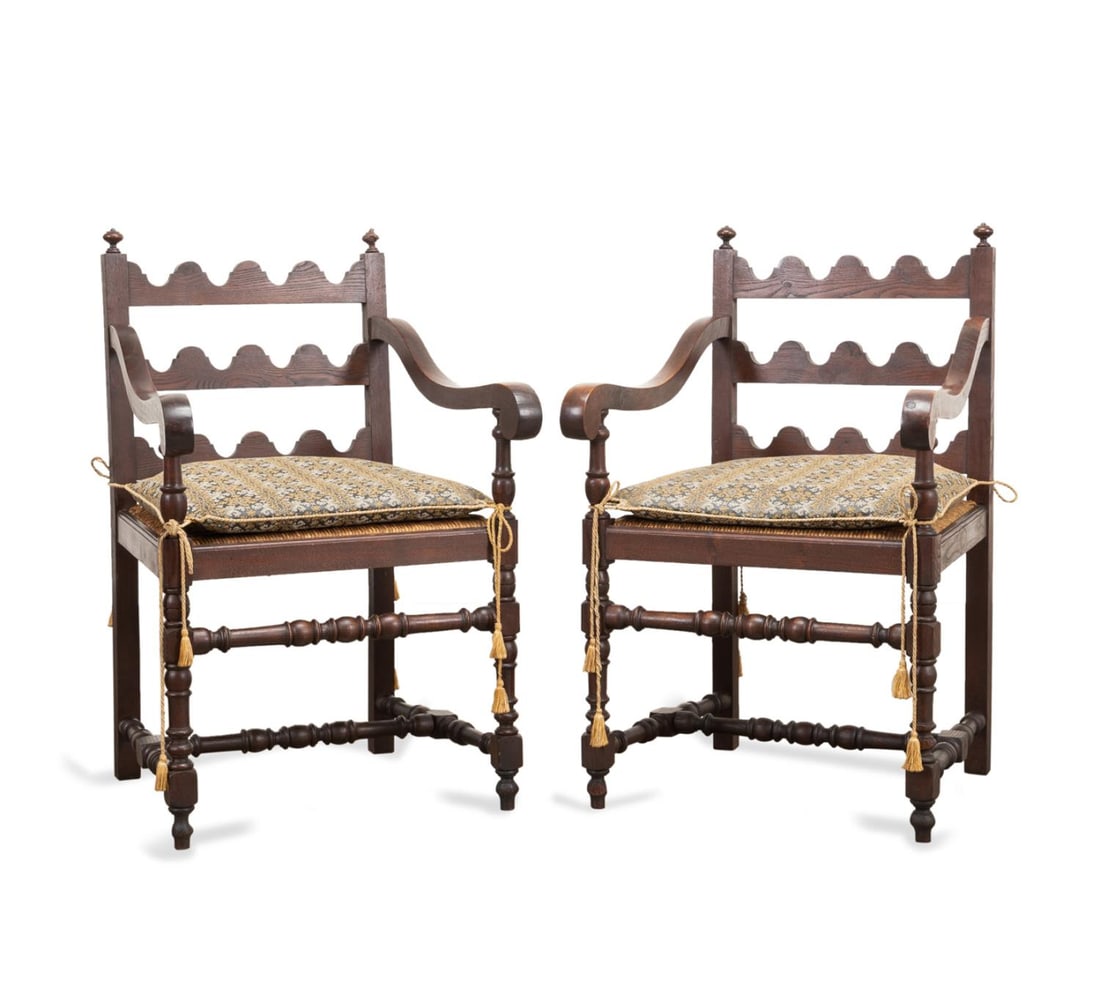 PAIR ITALIAN PROVINCIAL BAROQUE STYLE ARMCHAIRS (1 of 7)