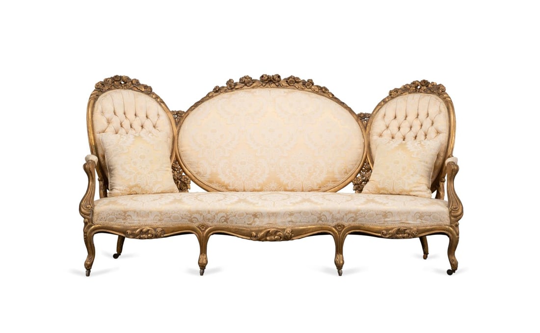 19TH C. FRENCH LOUIS XV REVIVAL GILTWOOD SETTEE (1 of 5)