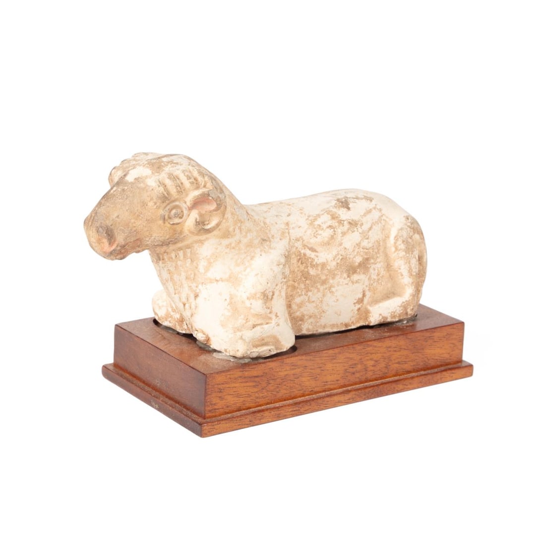 ANCIENT ROMAN TERRACOTTA RECUMBENT RAM FIGURE (1 of 6)