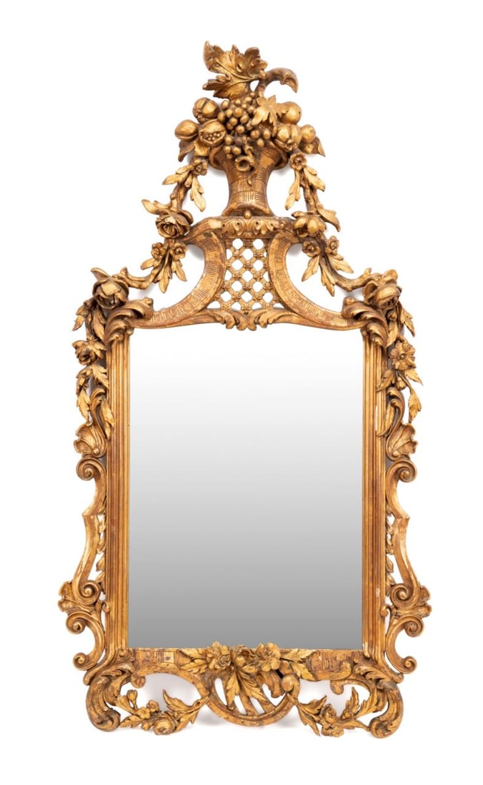 ITALIAN ROCOCO STYLE FRUIT BASKET GILTWOOD MIRROR (1 of 3)