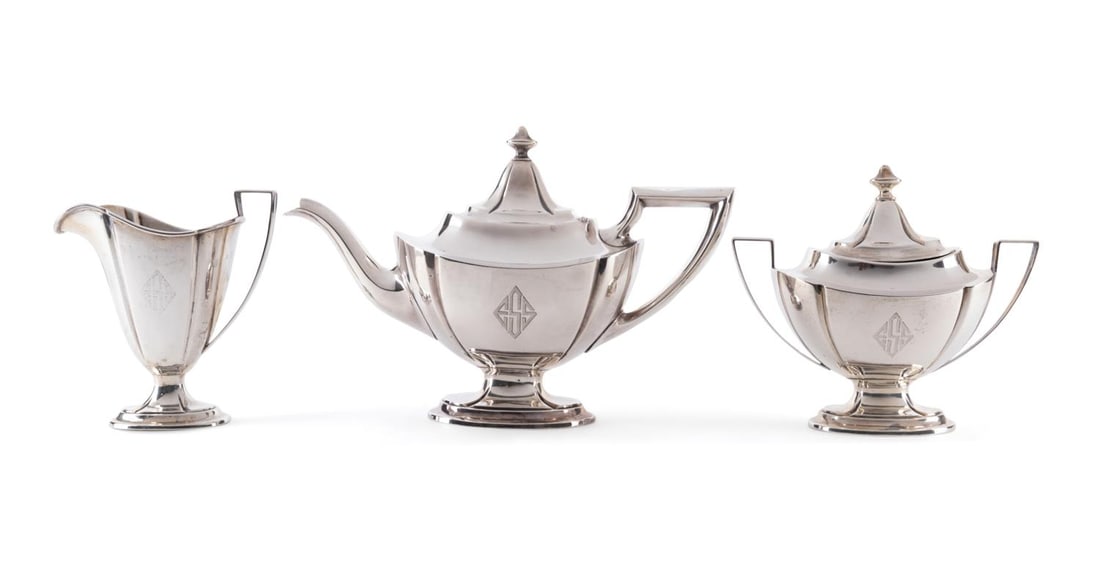 3PC INTERNATIONAL SILVER CO. STERLING TEA SERVICE (1 of 7)