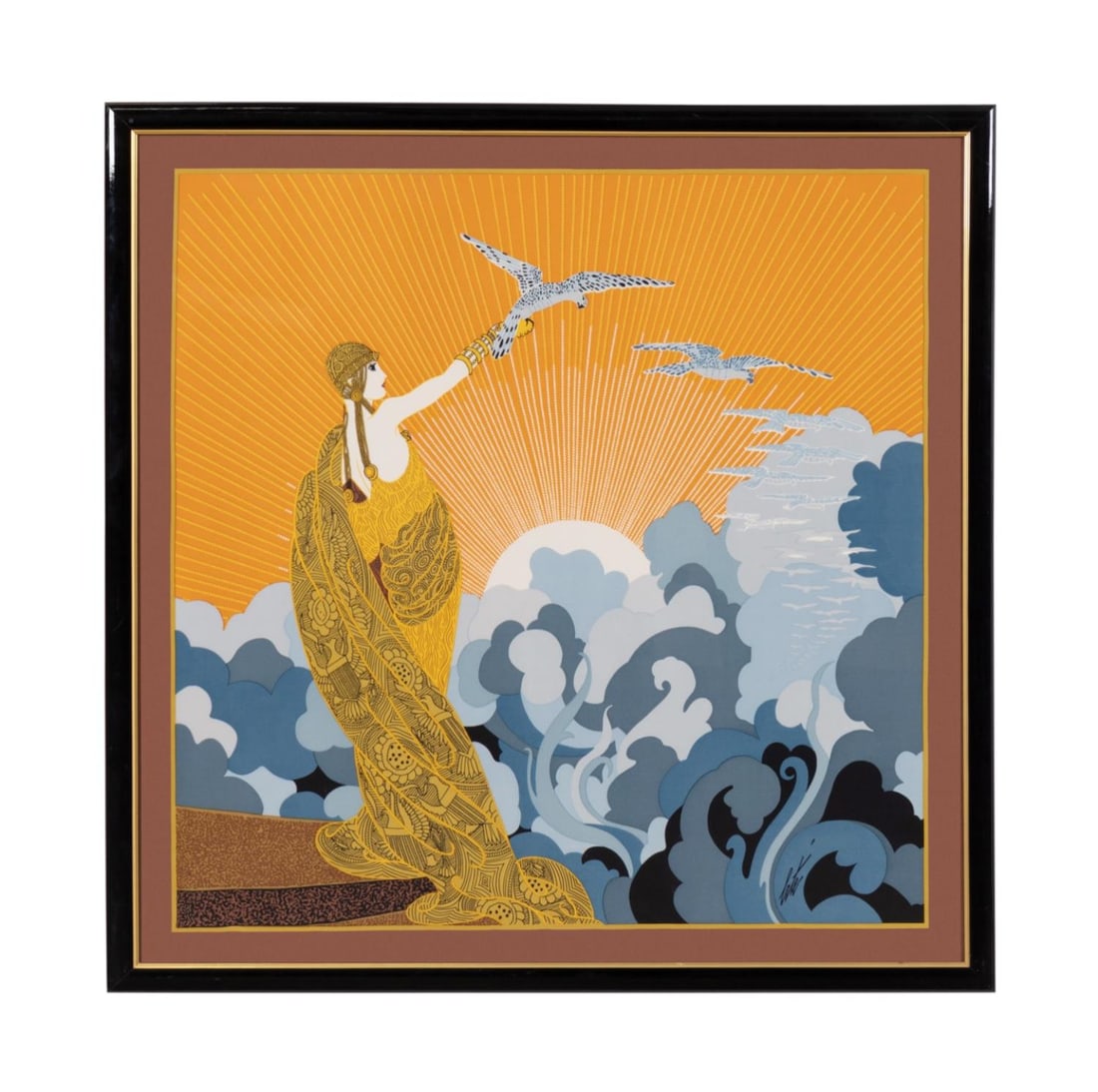 ERTE "WINGS OF VICTORY' FRAMED SILK SCARF (1 of 5)