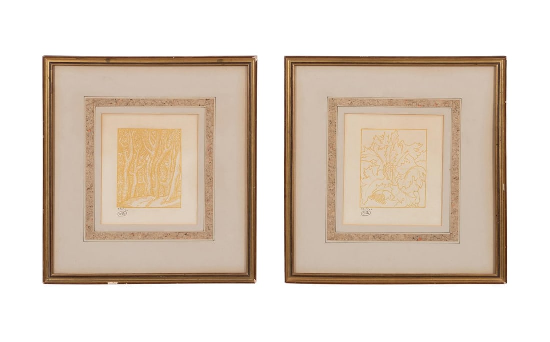 2 ARISTIDE MAILLOL YELLOW FOLIATE WOODBLOCK PRINTS (1 of 10)