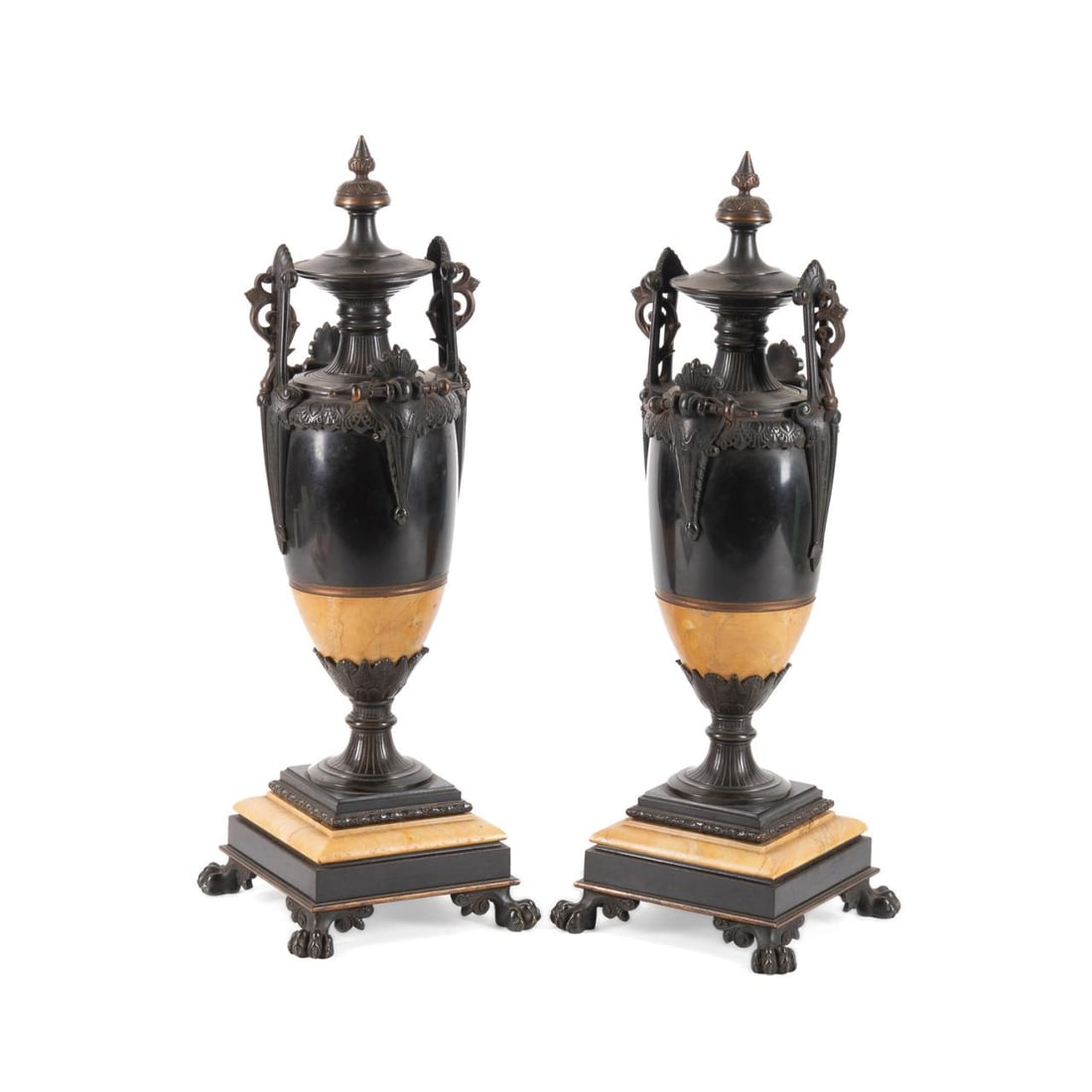PAIR RENAISSANCE REVIVAL GARNITURE URNS, 19TH C (1 of 6)