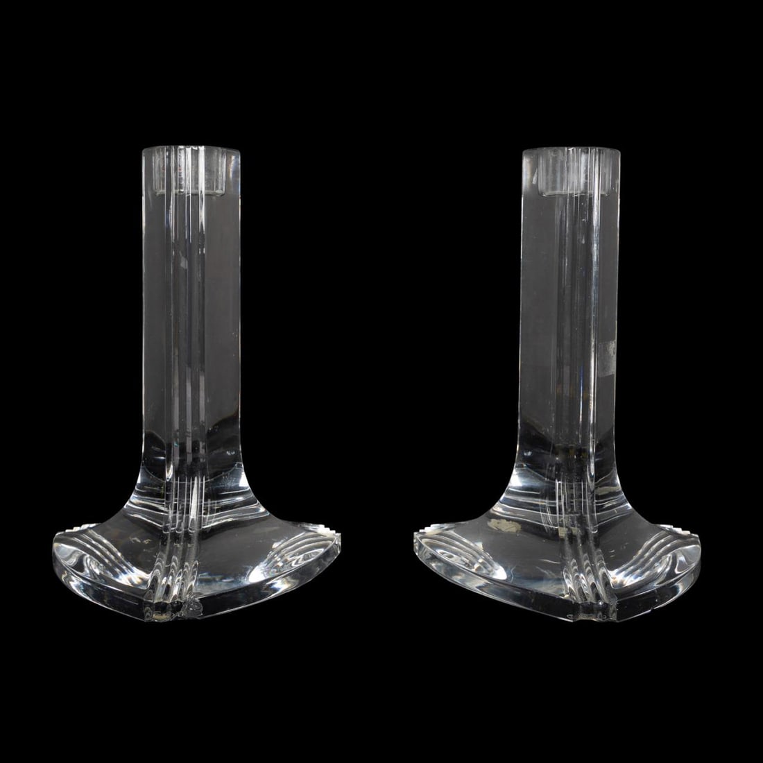 PAIR OF BACCARAT ART DECO STYLE CANDLE HOLDERS (1 of 5)